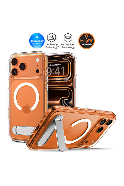 Spigen iPhone 17 Pro Max ince MagSafe Kılıf Ultra Hybrid S Metal Stand'lı Mag...