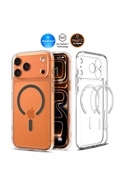 Spigen iPhone 17 Pro ince MagSafe Kılıf Ultra Hybrid MagFit Clear Graphite Şe...