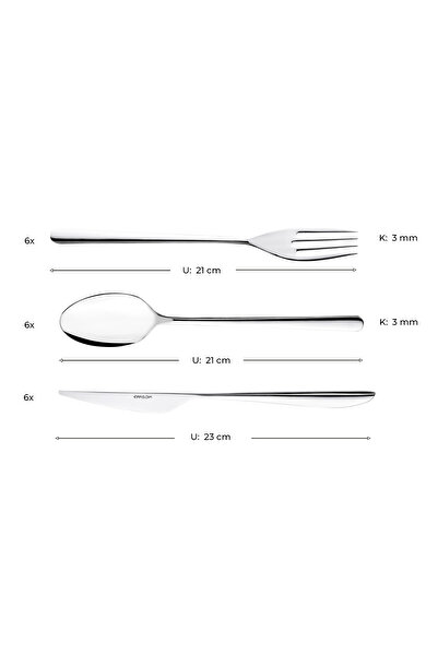 Emsan Bello 18 Parça 6 Kişilik Çatal Kaşık Bıçak Seti