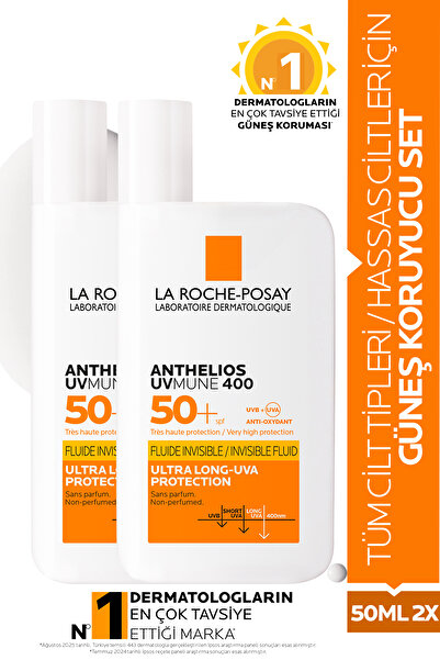 La Roche Posay Tüm Cilt Tipleri İçin Uygun Yüz Cilt Bakım Seti: Antehlios Uvmune Fluid Güneş Kremi SPF50+ 50ML X2