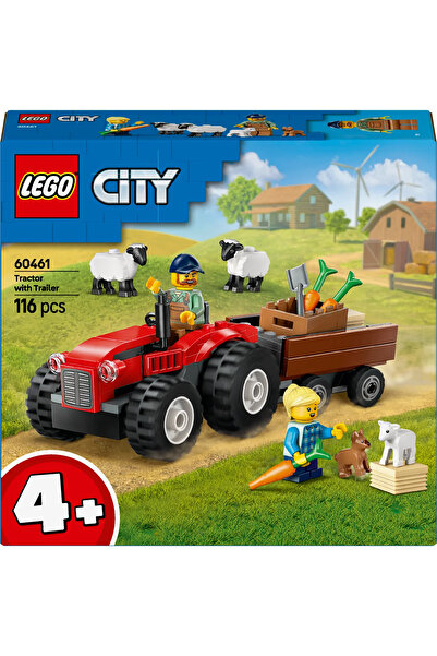 LEGO ® City Römorklu Kırmızı Çiftlik Traktörü ve Koyun 60461 - 4+ Oyuncak Yapım Seti (116Parça)