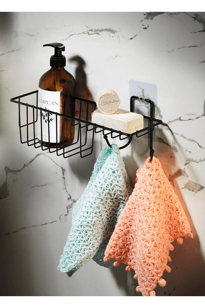 Sas Haus Μαύρος οργανωτής μπάνιου, θήκη για σαμπουάν, ράφι ντους, 30,5x11x9,5 cm (Πάστα/Βιδάλα)