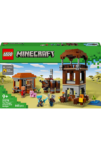 LEGO ® Minecraft® Yağmacı Karakolu ve Çapulcu 21278 - 9+ Çocuklar için Yaratıcı Oyuncak Yapım Seti (665P)