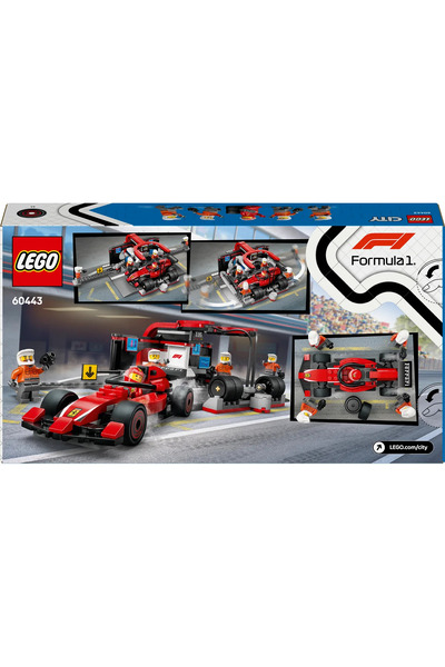 LEGO ® مجموعة بناء City F1 Pit Stop & Pit Crew مع سيارة فيراري 60443 للأطفال بعمر 6 سنوات فما فوق (322 P)