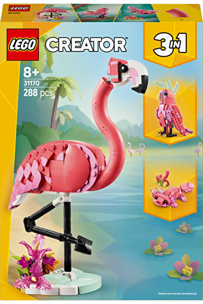 LEGO ® Creator 3’ü 1 Arada Vahşi Hayvanlar:Pembe Flamingo 31170 - 8+ Oyuncak Yapım Seti (288Pr)