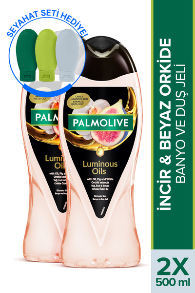 Palmolive Luminous Oils Banyo ve Duş Jeli 500 ml x 2 Adet + Seyahat Kiti Hediye