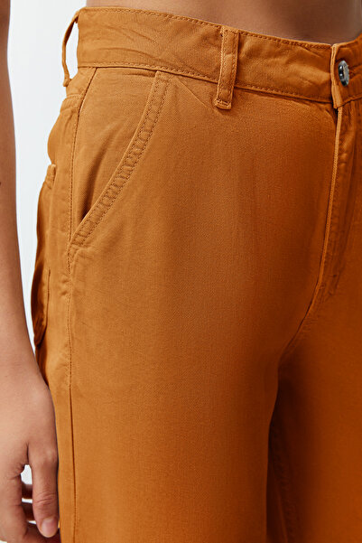 Trendyol Collection More Sustainable Cinnamon 100% Tencel ™ Low Waist Wide Leg Jeans Twoss23Je00219