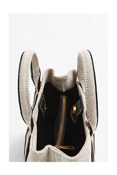 LEFTIES Dámská kontrastní plátěná crossbody kabelka s dvojitými uchy