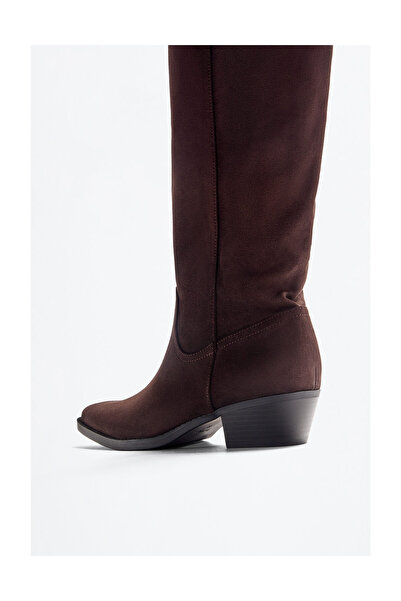 LEFTIES Dámské volné kovbojské boty z umělé semiše