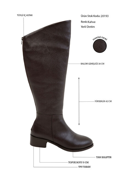 SOHO Γυναικείες μπότες καφέ από γνήσιο δέρμα 20193