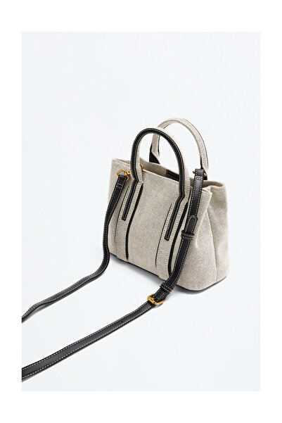 LEFTIES Dámská kontrastní plátěná crossbody kabelka s dvojitými uchy