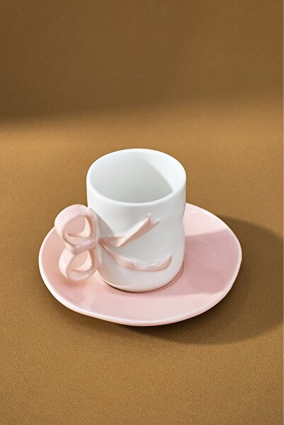 Karaca Φλιτζάνι καφέ Ribbon για 2 άτομα 110 ml Ροζ