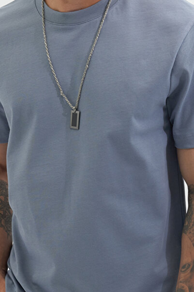 Tudors Ανδρικό μπλουζάκι με κλασική εφαρμογή, 100% βαμβακερό γκρι μπλουζάκι με λαιμόκοψη