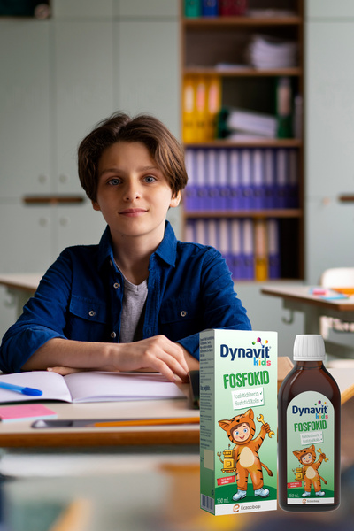 Dynavit Kids Fosfokid Şurup 150 mL – Çocuk için Fosfotidilserin, Fosfotidilkolin, Rodiola, Taurin- Odaklanma