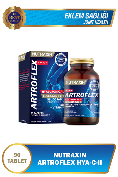 Nutraxin Artroflex HYA-C-II 90 Tablet–Tip II Kolajen, Glukozamin, MSM, Hyaluronik Asit Eklem Destek Takviyesi