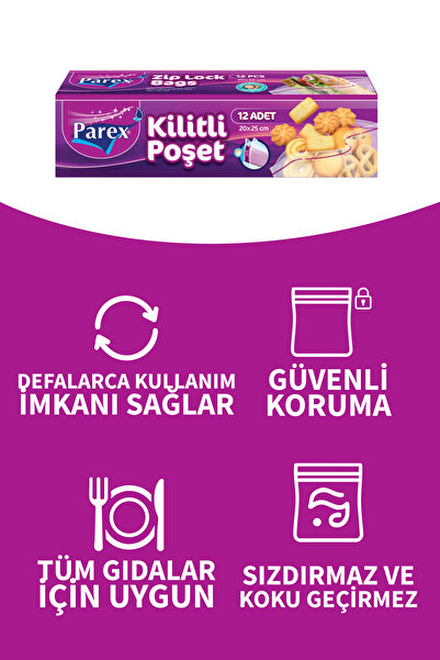 Parex Kilitli Poşet 12 Adet 20 x 25 cm