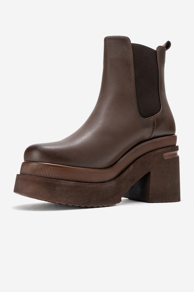 LuviShoes EMMA Kahverengi Cilt Kadın Platform Topuklu Bot