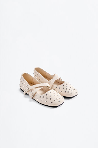 LEFTIES Double Strap Studded Ballet Flats