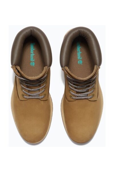 Timberland Prémium 6 hüvelykes fűzős vízálló bakancs, olívazöld nubuk bőr sötétbarna színben