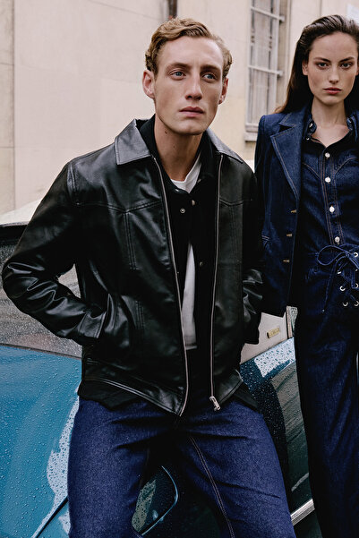 Trendyol Collection Чорний Regular Fit 100% PU штучна шкіра Чоловічий пальто TMNAW26MO00010