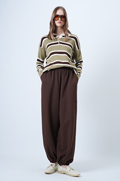 Trend Alaçatı Stili Women's Bitter Brown Double Pocket Stitching Detailed Jogger Pants Alc-X14655