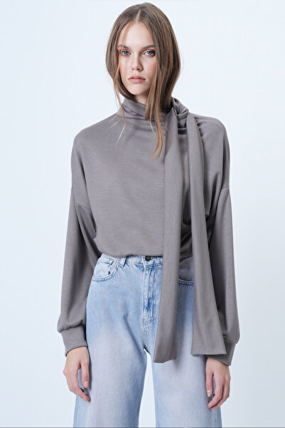 Trend Alaçatı Stili Women's Mink Shawl Detailed Regular Fit Modal Fabric Blouse Alc-X14653