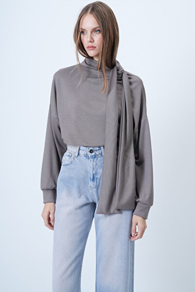 Trend Alaçatı Stili Women's Mink Shawl Detailed Regular Fit Modal Fabric Blouse Alc-X14653