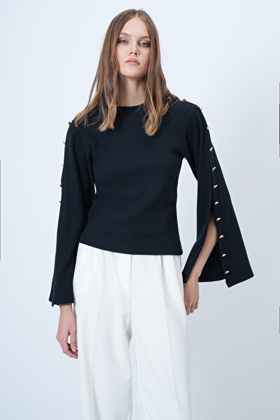 Trend Alaçatı Stili Women's Black New Season Special Design Blouse Alc-X14644