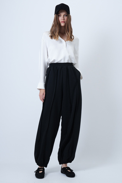 Trend Alaçatı Stili Women's Black Stitching Detailed Elasticated Leg Jogger Pants Alc-X14664