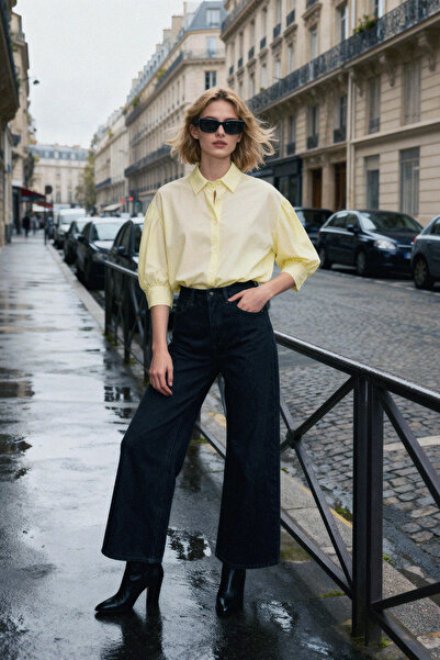 Trendyol Collection Yellow Balloon Sleeve Shirt Twoss25Go00173