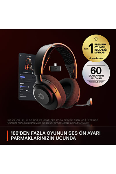 SteelSeries Arctis Nova 5 Wireless 2.4Ghz ve Bluetooth Siyah Gaming (Oyuncu) Kulaklığı