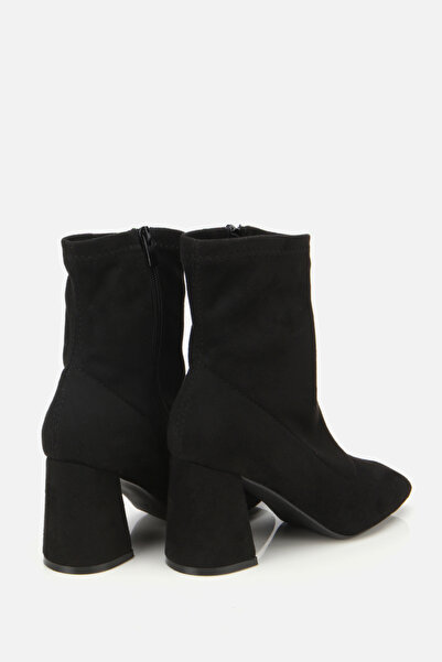 Yaya by Hotiç Kadın Siyah Stretch Süet Kalın Topuklu Bot