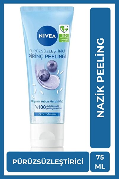 NIVEA Pürüzsüzleştirici Organik Pirinç Yüz Peelingi 75ml, Ölü Deri Arındırıcı Ve Canlandırıcı, Normal Cilt