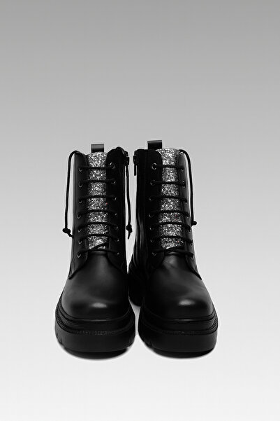 Beyond Kadın Siyah Beatrice Taşlı Deri Postal 4cm Byndbtr01