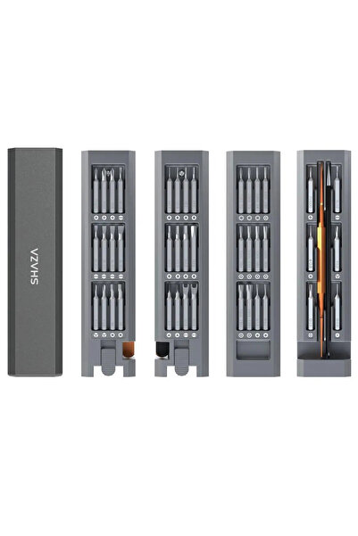 shaza 44 Parça Hassas Tornavida Seti – Mıknatıslı Alüminyum Kasa Telefon, Pc Vb. Tamir Seti