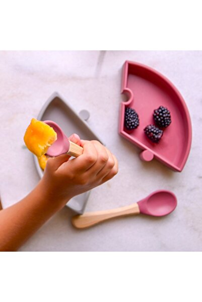 OiOi Puzzle Vacuum-Based Silicone Plate Velvet Rose Powder Gray