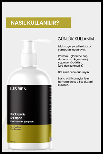 Luis Bien Kara Sarımsak Şampuanı | Yeni Güçlendirilmiş Formül | Yoğun Saç Dökülmesine Karşı Etkili Bakım