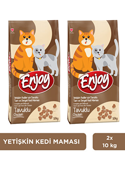 Enjoy Yetişkin Kediler için Tavuklu Tam ve Dengeli Kedi Maması 10 kg + 10 kg