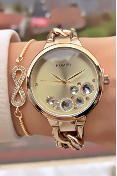 Homies Orijinal Kadın Kol Saati Zincirli Çelik Kordon 2 Yıl Garantili Hediyel...
