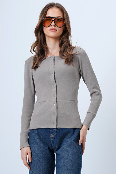 Trend Alaçatı Stili Women's Mink Wide Cuff Stitching Detail Button Front Camisole Blouse Alc-X14400