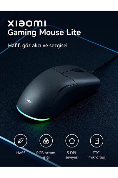 Xiaomi Gaming Mouse Lite, 6200 Dpi, Rgb, Gaming Mouse (Xiaomi Turkey Guaranteed)