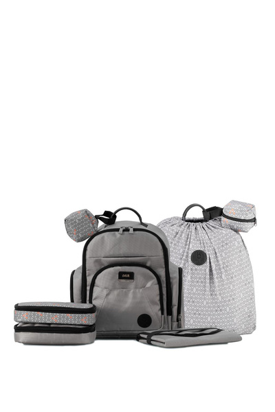 Gezenbebe Kişiye Özel Çok Fonksiyonlu Anne Baba Ve Bebek Bakım Sırt Çantası Grey