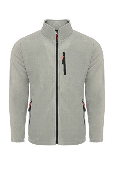 COMBİNE MİCHAİL Gri Renk Tam Fermuarlı 3 Cepli Polar