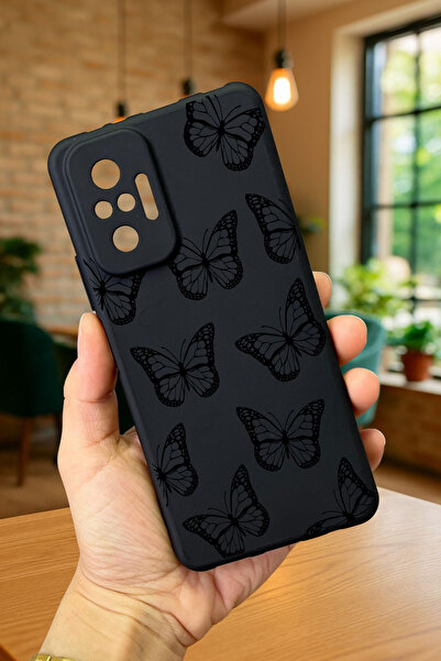 Vip Case Xiaomi Redmi Note 1O Pro SİYAH KELEBEK DESENLİ Silikon Darbe Emici Klasik Korumalı Rubber Kılıf277