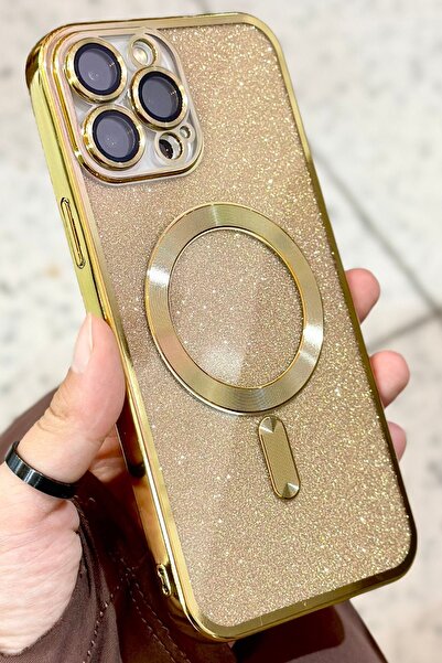 Vip Case iPhone 12 Pro Max Kamera Korumalı Parlak Simli Magsafe Destekli Modern Shimmer Kılıf