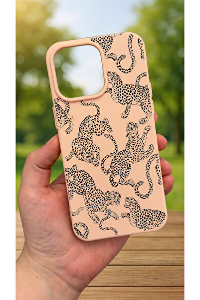 Vip Case iPhone 15 Pro Max Uyumlu LEOPAR DESENLİ Silikon Darbe Emici Klasik K...