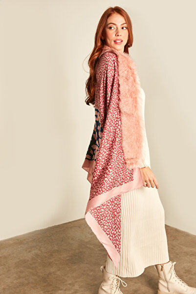 Axesoire 13955-3 Patchwork Leopar Desenli Pembe Yumuşak Dokulu Panço