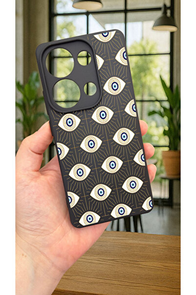Vip Case Xiaomi Redmi Note 13 Pro 4G EVIL EYE DESENLİ Silikon Darbe Emici Klasik Korumalı Rubber Kılıf