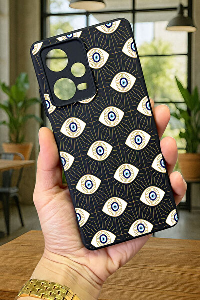 Vip Case Xiaomi Redmi Note 12 Pro 5G EVIL EYE DESENLİ Silikon Darbe Emici Klasik Korumalı Rubber Kılıf