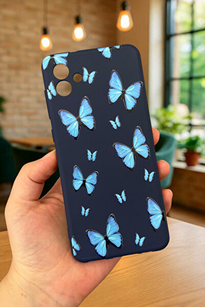 Vip Case Samsung Galaxy A04 Uyumlu MAVİ KELEBEK DESENLİ Silikon Darbe Emici K...